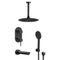 Black Tub and Shower Faucet Set with Handheld and Ceiling Shower Head